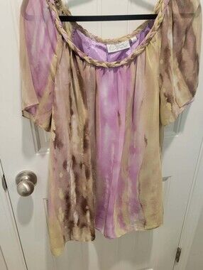 Charmed by Nancy Rose Sz L Gold & Lavender Sheer Chiffon Gold & Lavender Lined